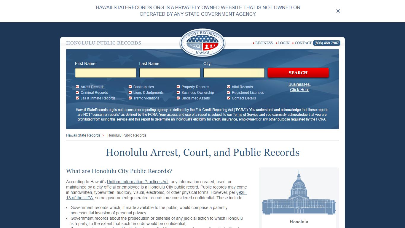 Honolulu Arrest and Public Records | Hawaii.StateRecords.org