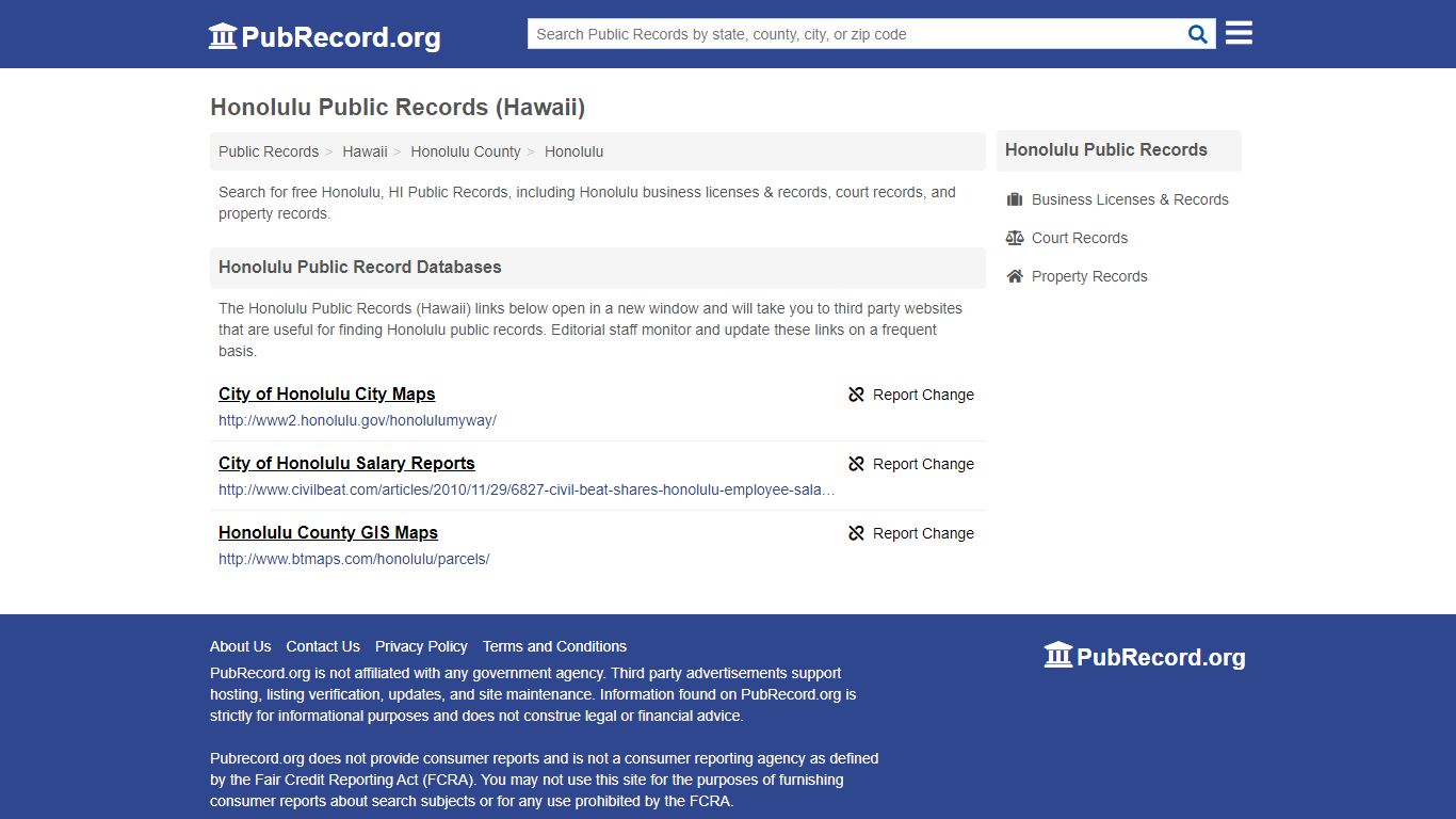 Free Honolulu Public Records (Hawaii Public Records) - PubRecord.org