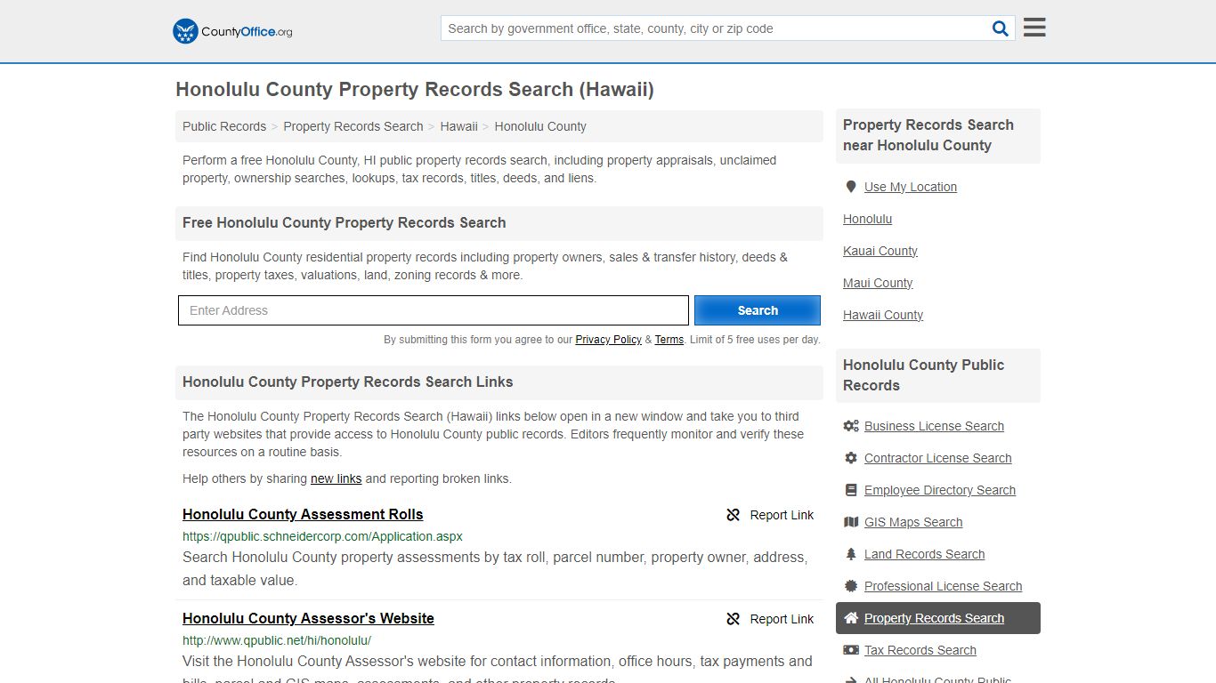 Honolulu County Property Records Search (Hawaii) - County Office